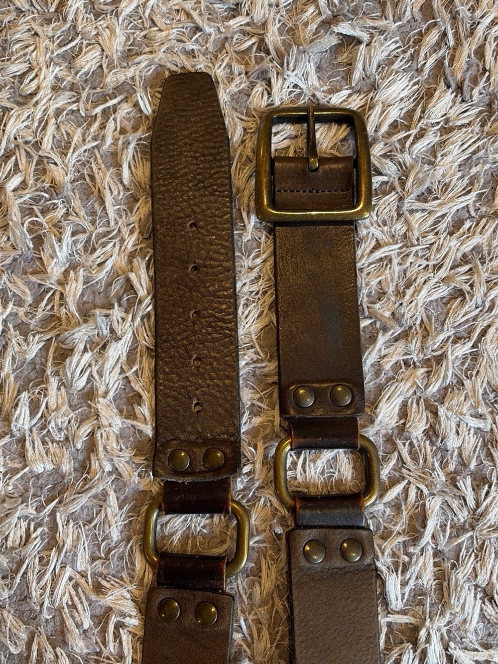 Aridza Bross women’s  Brown Leather Belt with Brass Hardware